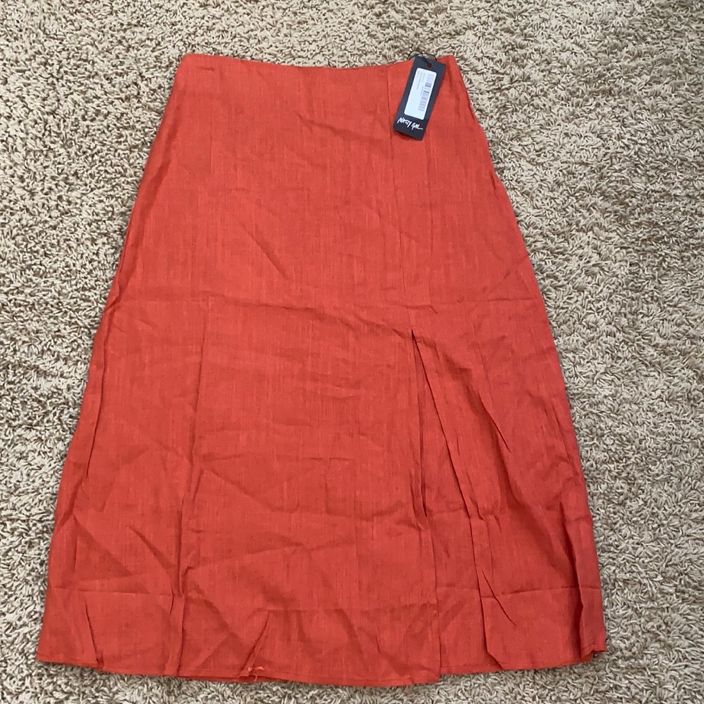 High waisted midi linen skirt